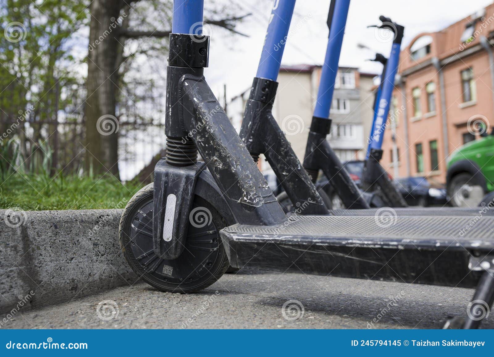 Electric Scooter Parked on Pavement Stock Image Image of project