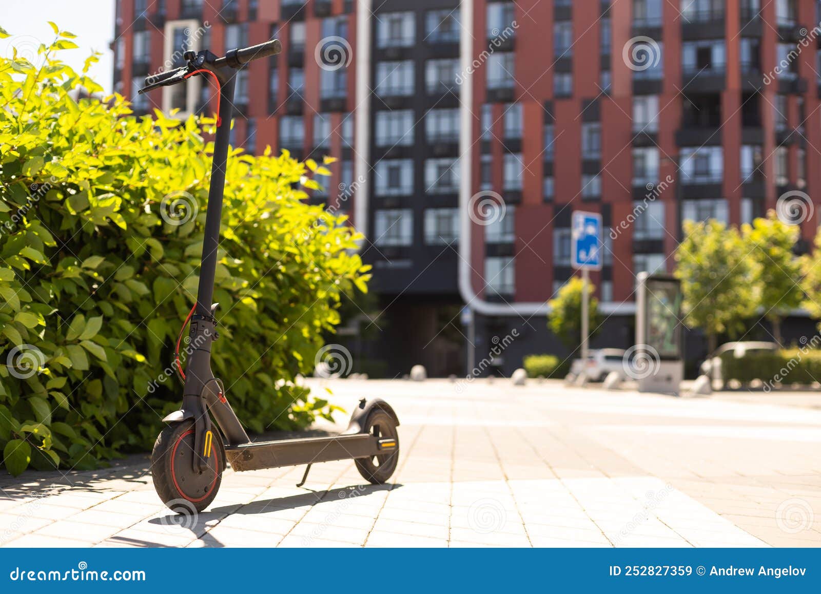 Electric Scooter on the Road Stock Image Image of electric, black