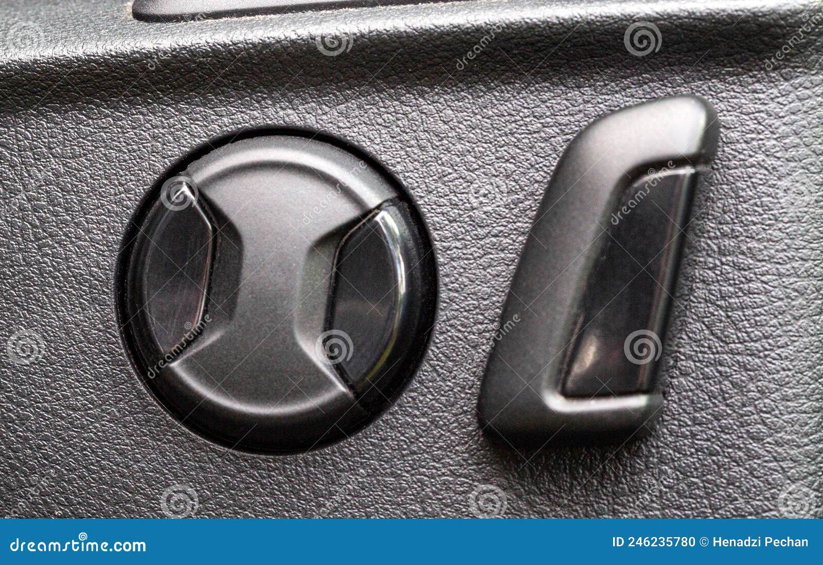 Electric Seat Adjustment in a Car. Backrest Angle and Seat Height, Macro Stock Photo Image of