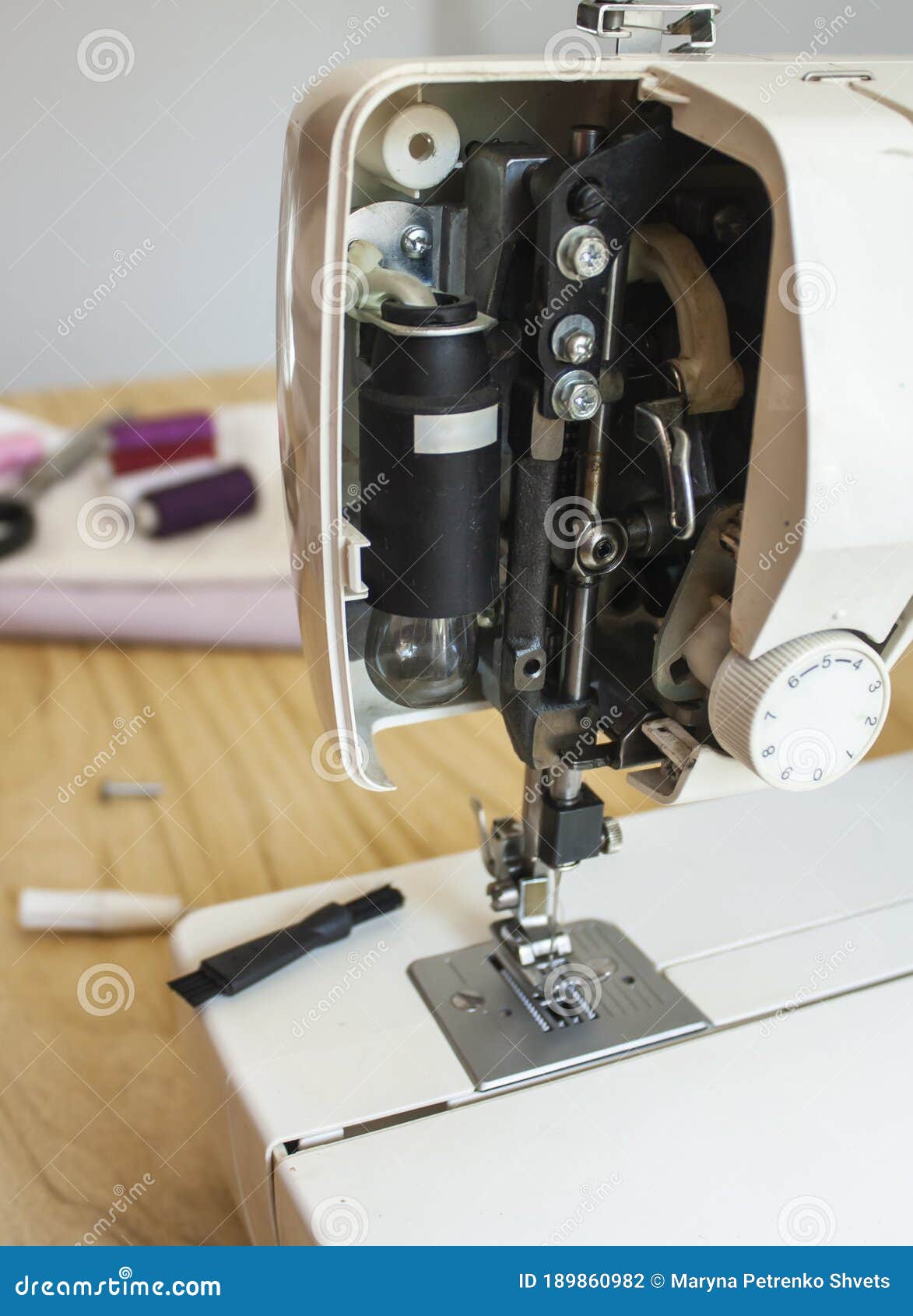 Internal Metal Parts of the Sewing Machine Stock Photo - Image of front
