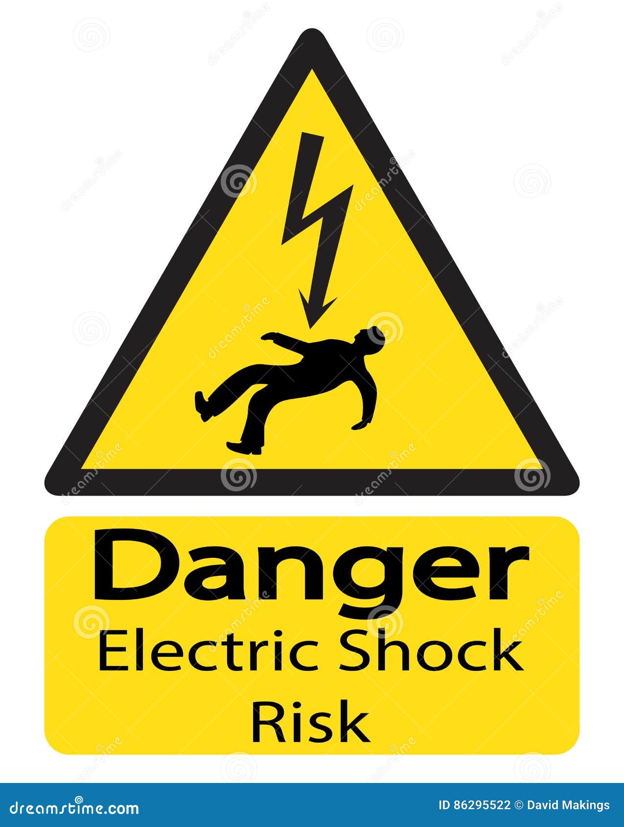 Electric Shock Risk Sign with Man Stock Illustration - Illustration of