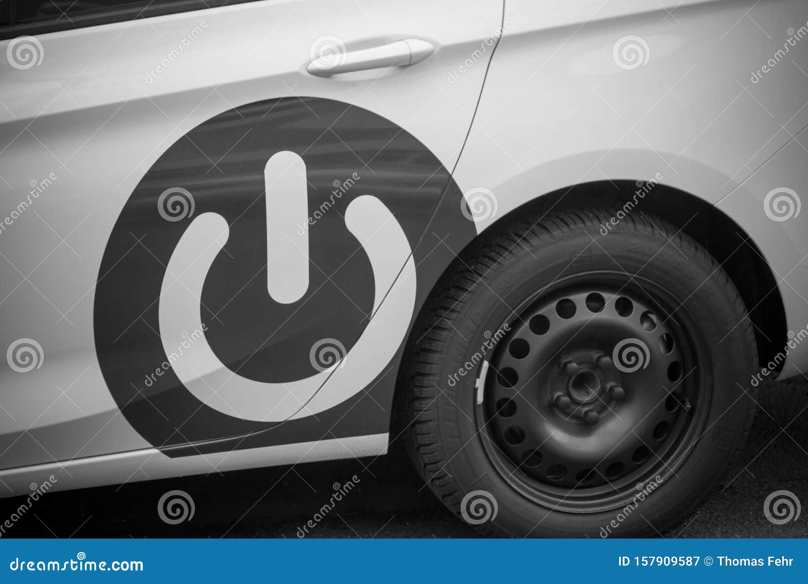 Electric sign on a car stock image. Image of recharge 157909587