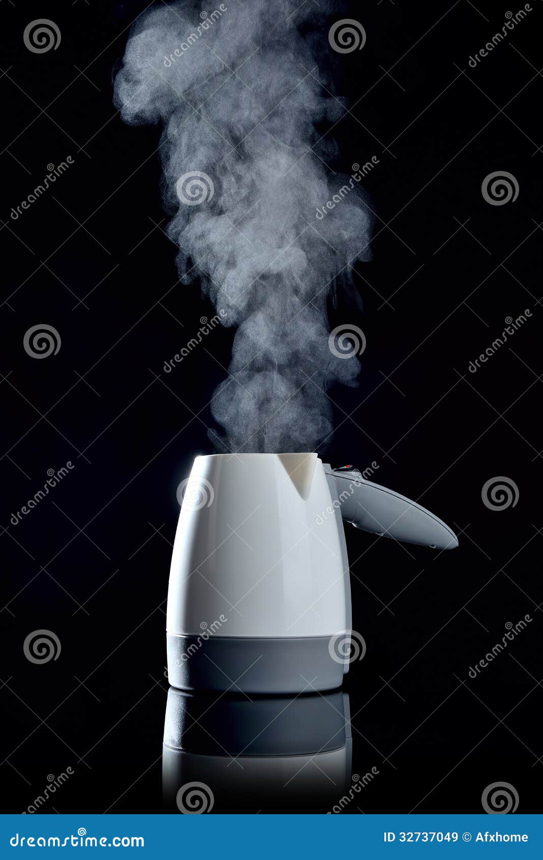 Electric Small Kettle with Boiling Water on Black Stock Image Image