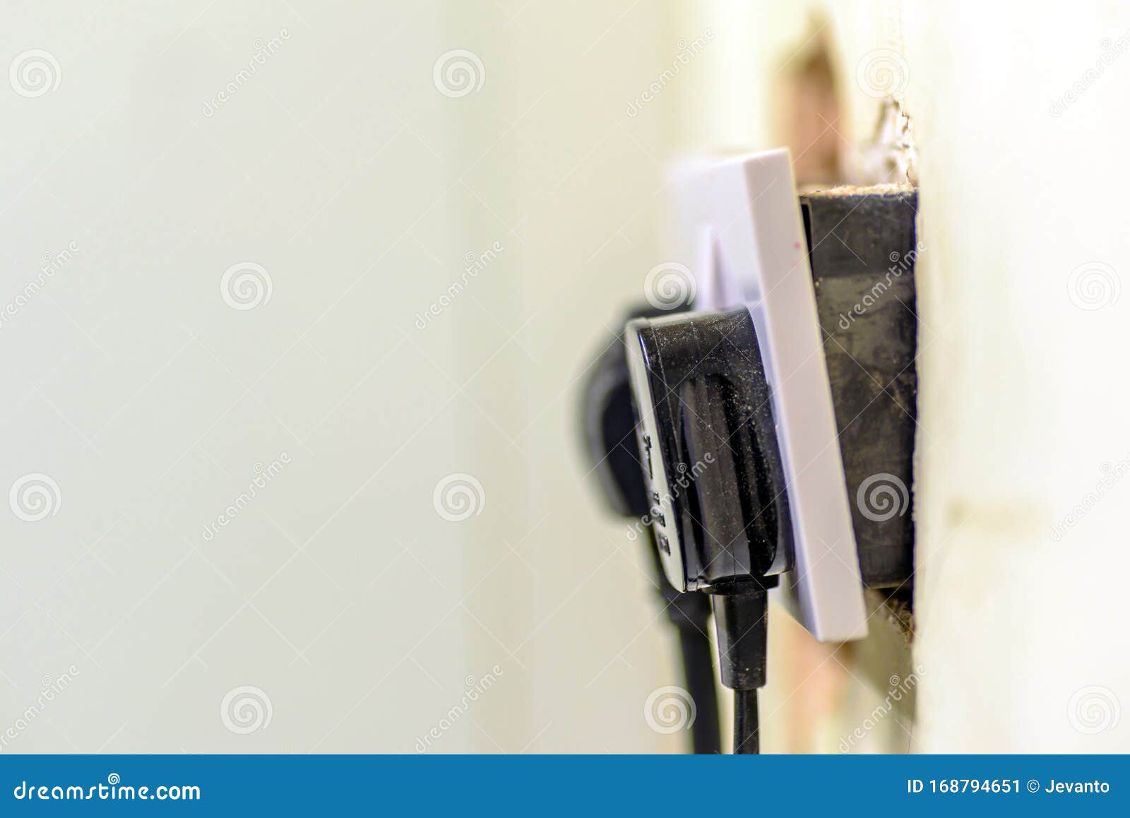 Electric Socket in a Wall during Renovation in England Uk Stock Image
