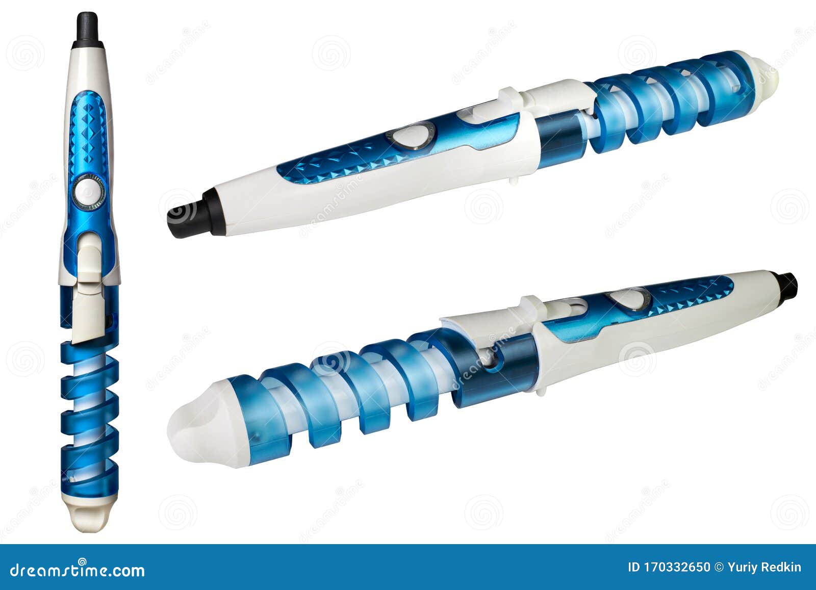 Electric Spiral Hair Curlers in Different Angles Isolated on a White  Background Stock Photo - Image of white, household: 170332650