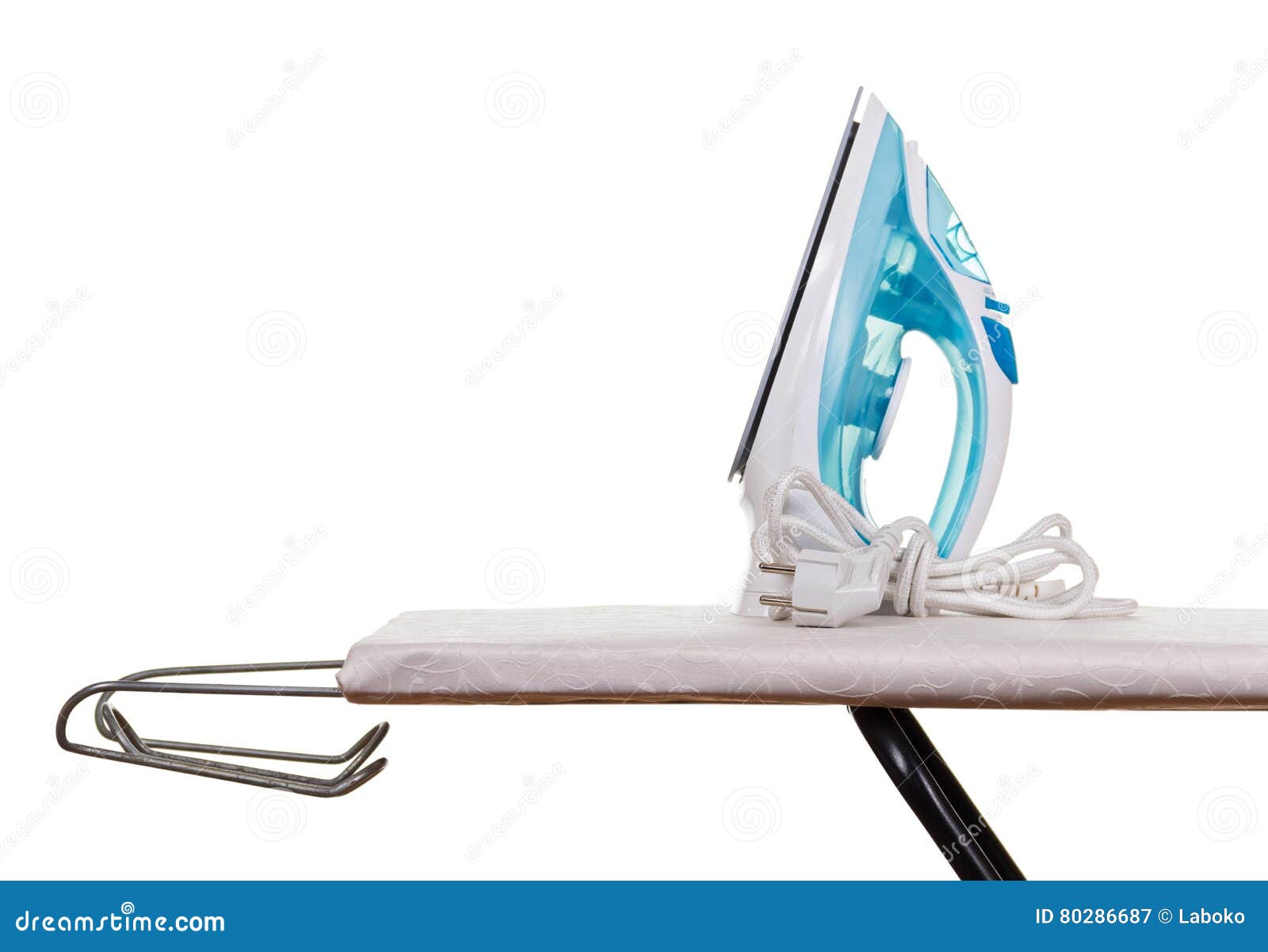 Electric Steam Iron and Ironing Board Isolated on White. Stock Image