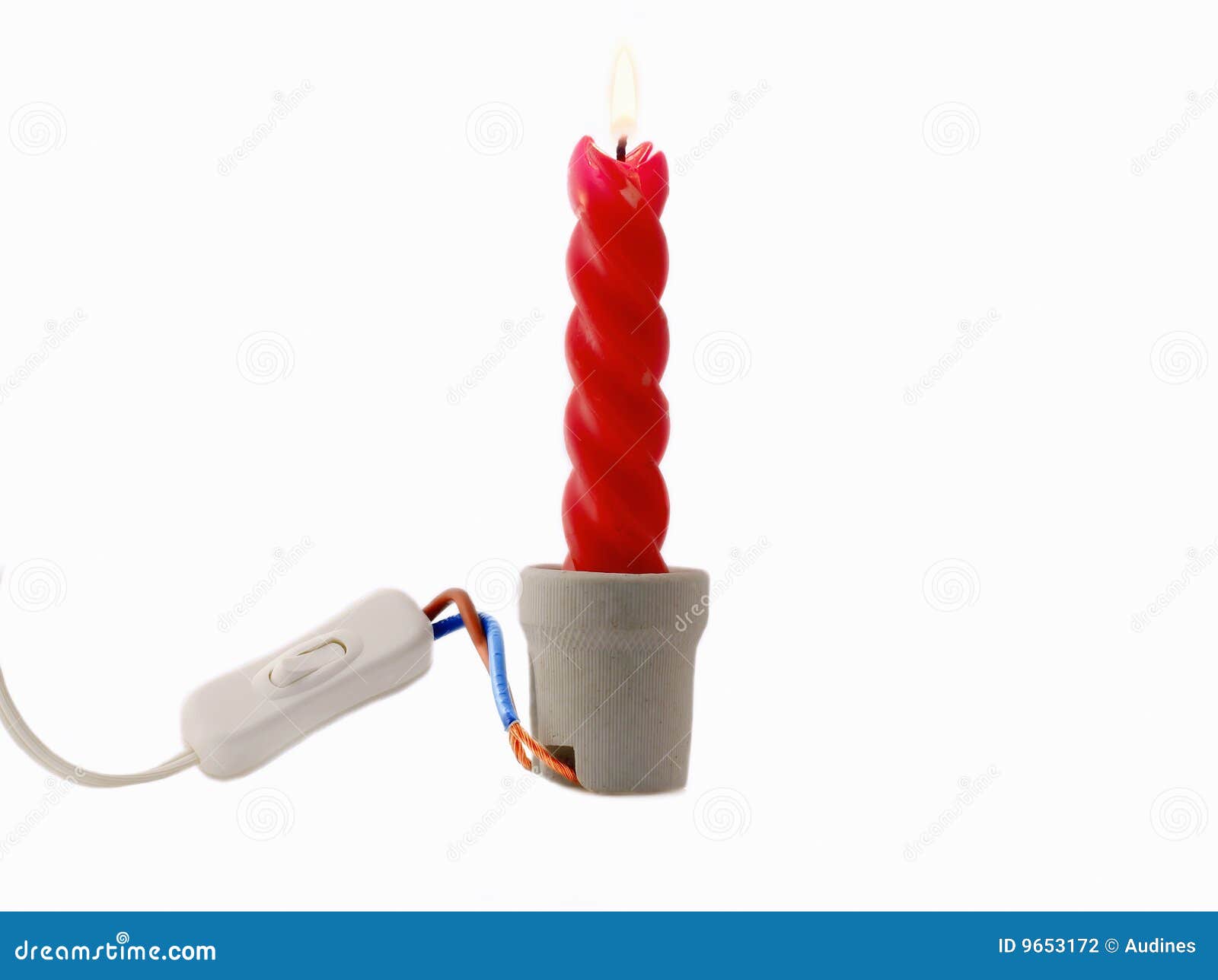 Electric switch and candle stock photo. Image of alternative 9653172