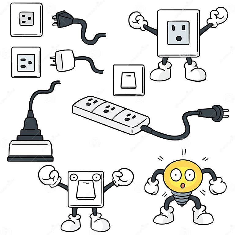 Electric switch and plug stock vector. Illustration of draw 75337558