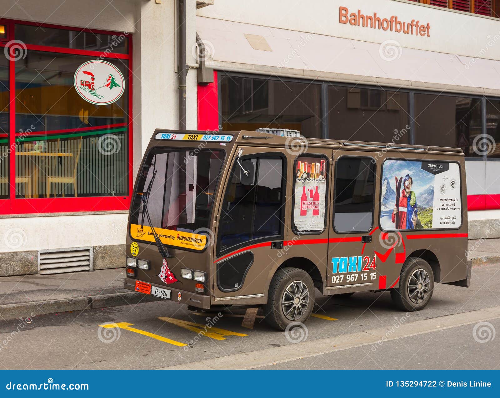 Electric Taxi in the Town of Zermatt, Switzerland Editorial Photography