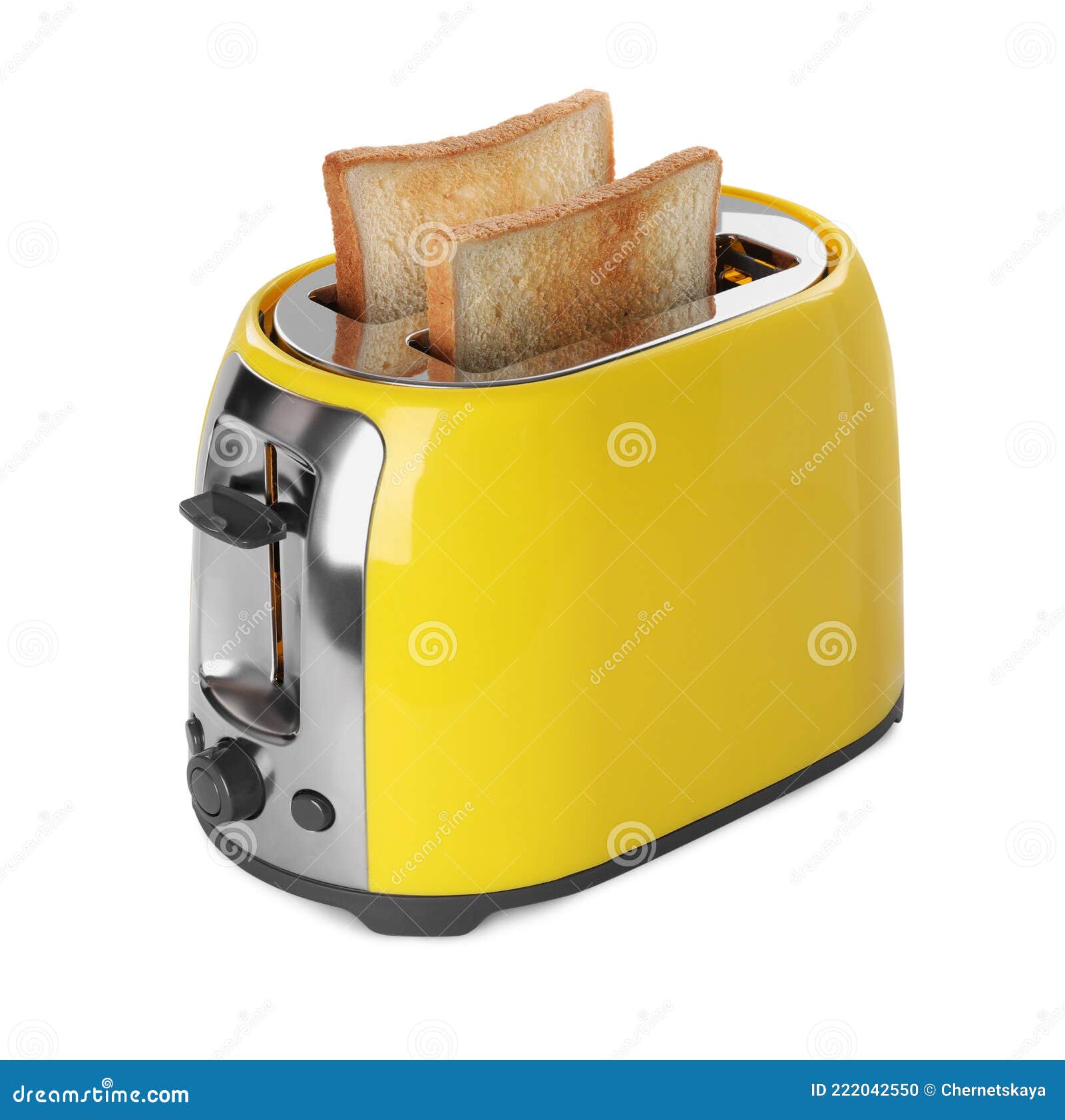 Electric Toaster with Bread Slices Isolated on White Stock Photo