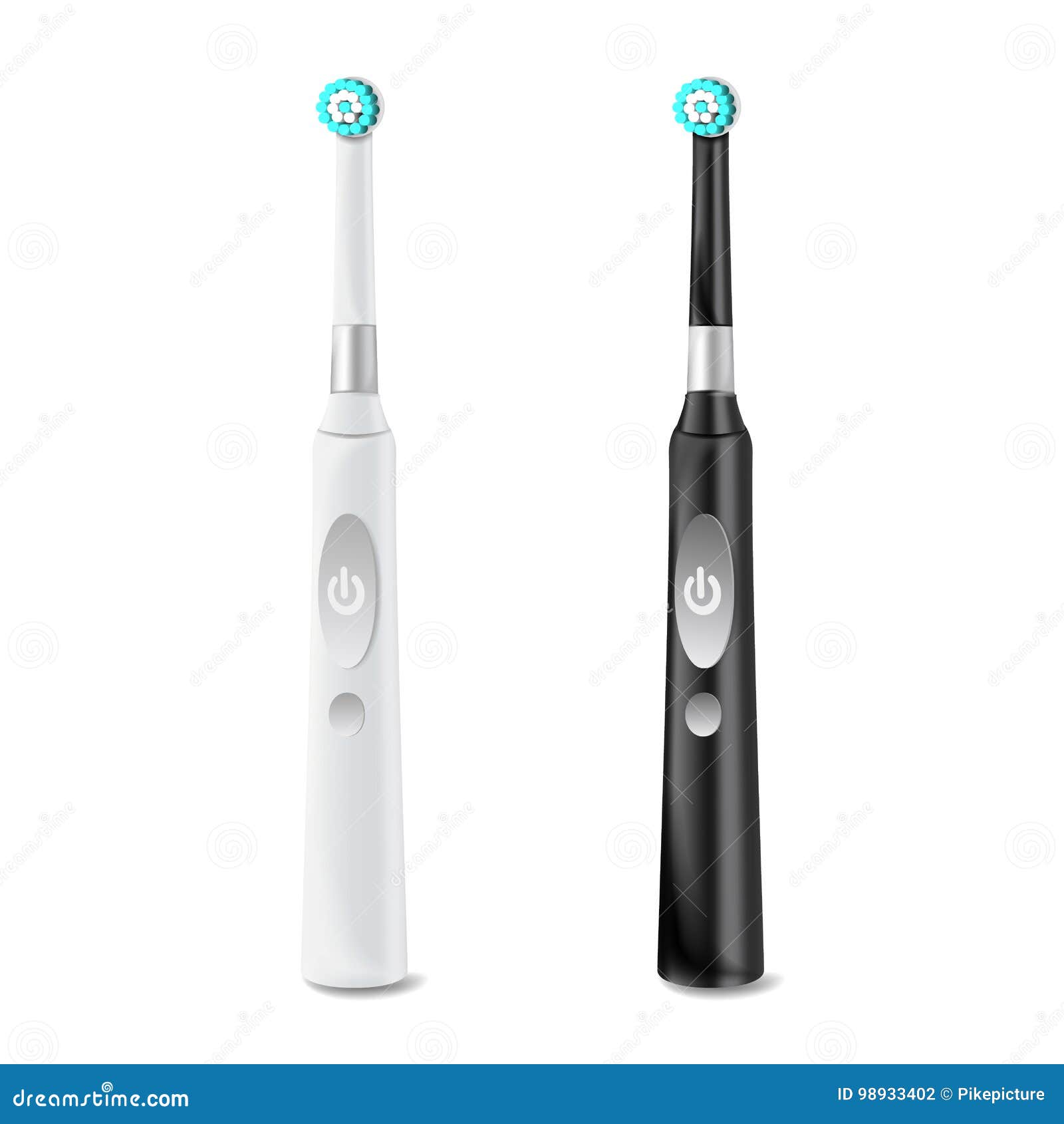 Download Electric Toothbrush Set Vector. Realistic Classic Tooth Brush Mock Up For Branding Design. Black ...