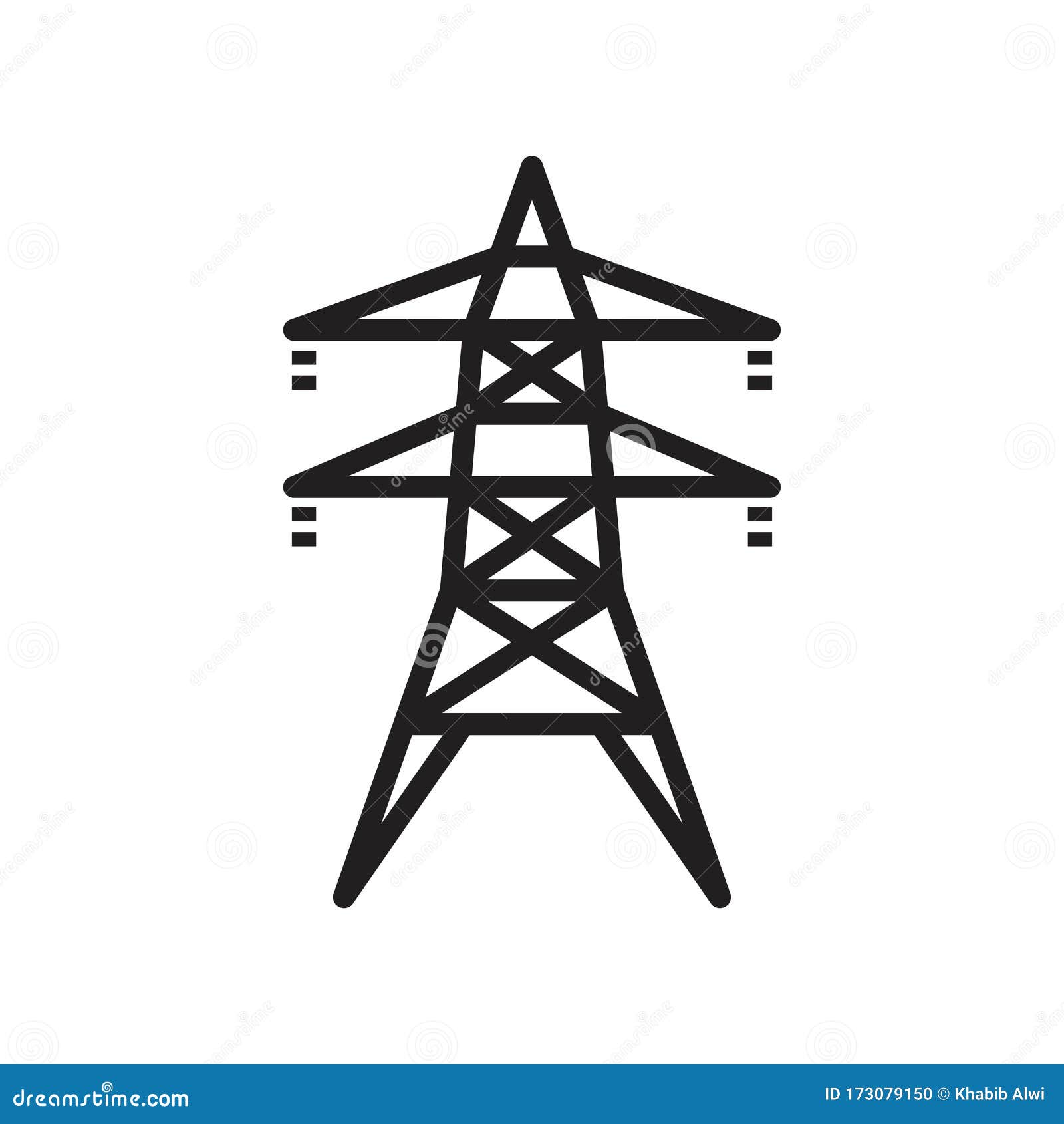 Electric Tower, Overhead Power Line Icon Template Black Color Editable