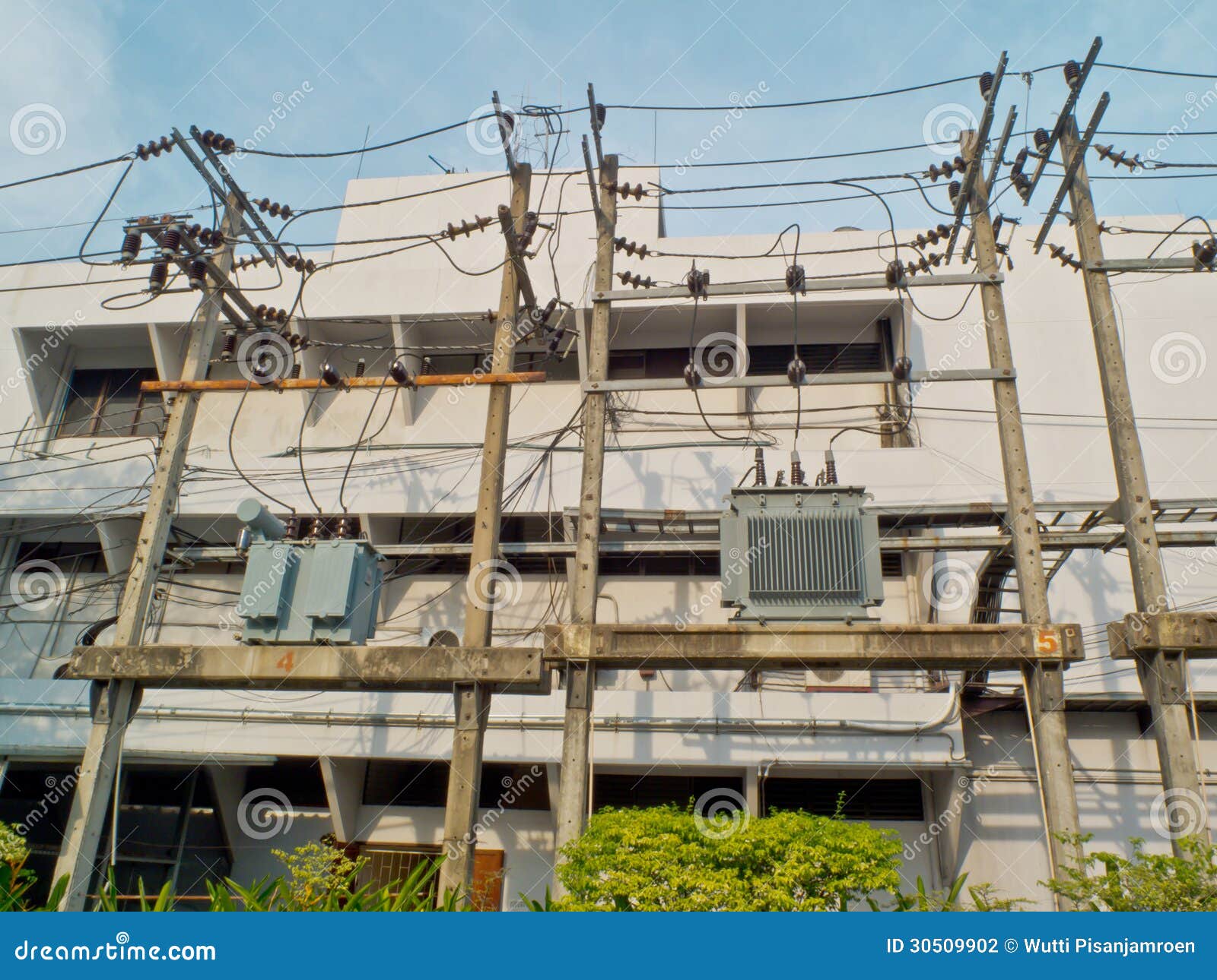 Electric transformers stock photo. Image of infrastructure 30509902