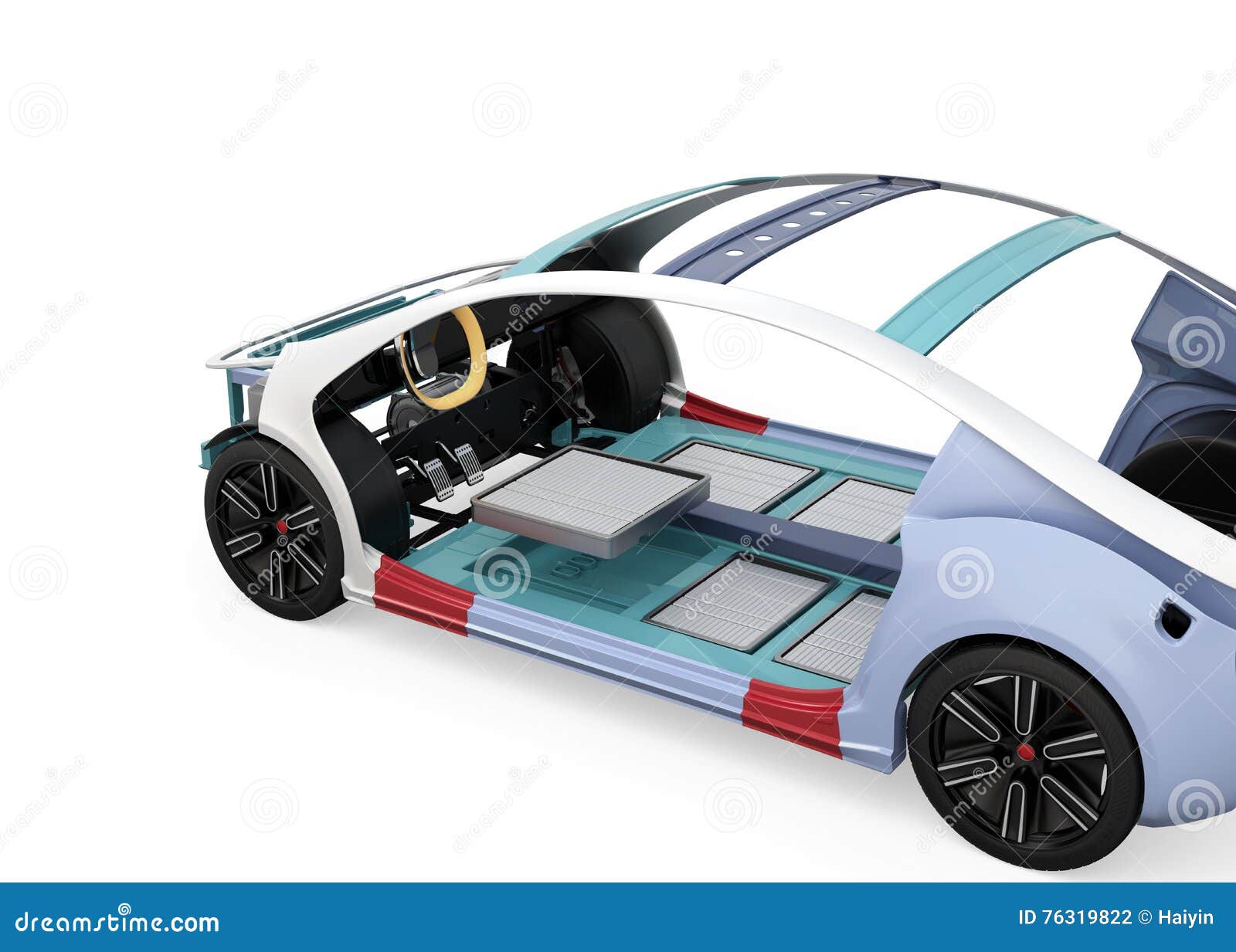 Electric Vehicle Body Frame Isolated on White Background Stock