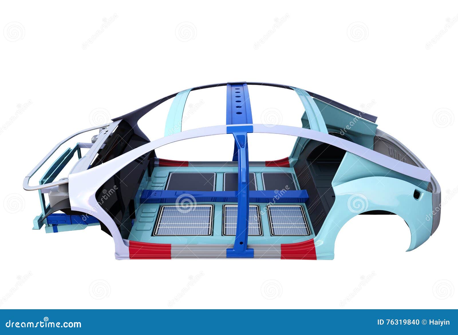 Electric Vehicle Body Frame Isolated on White Background Stock