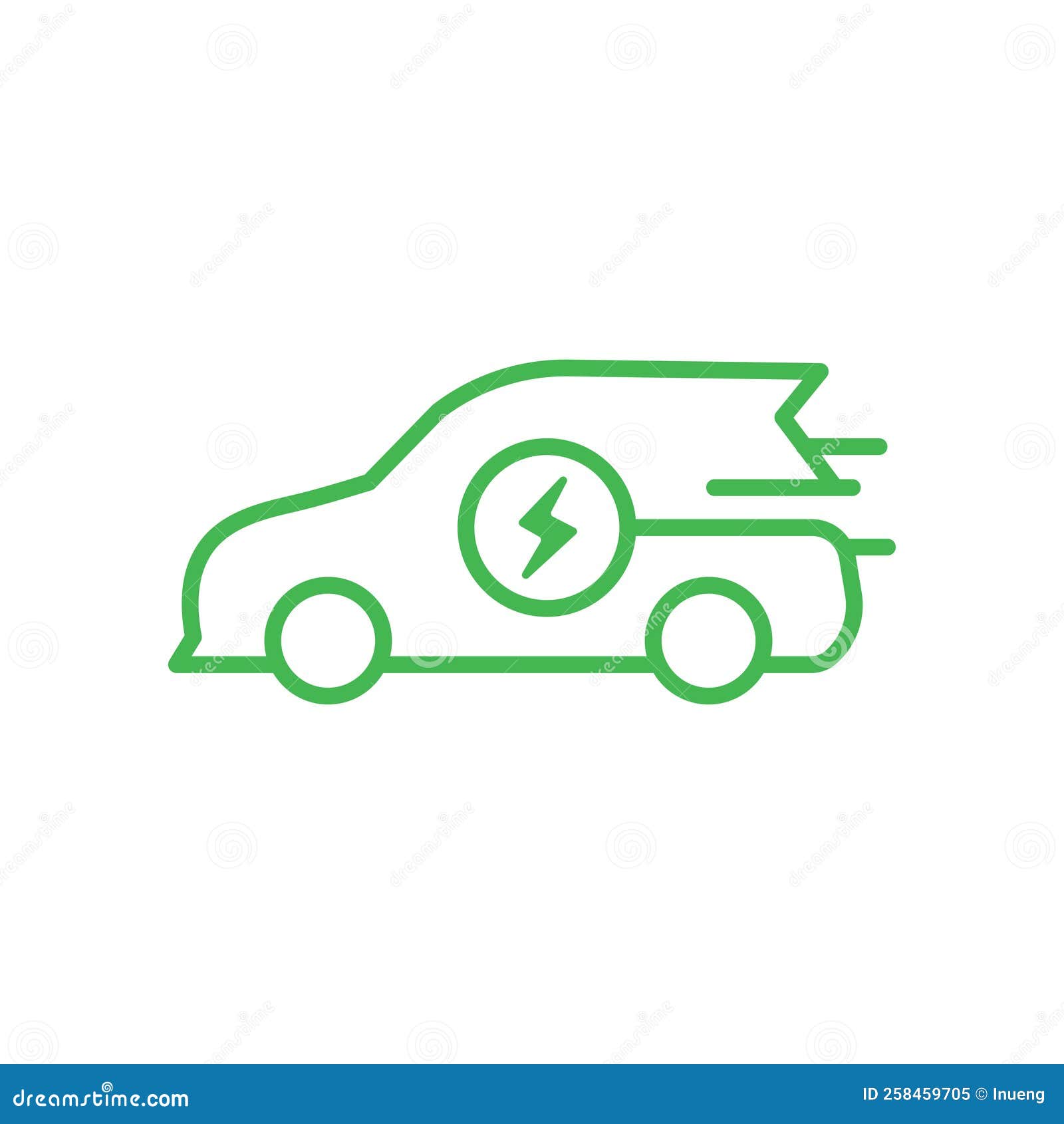 Electric Vehicle Car Icon. EV Car Eco Friendly Vehicle Symbol Stock