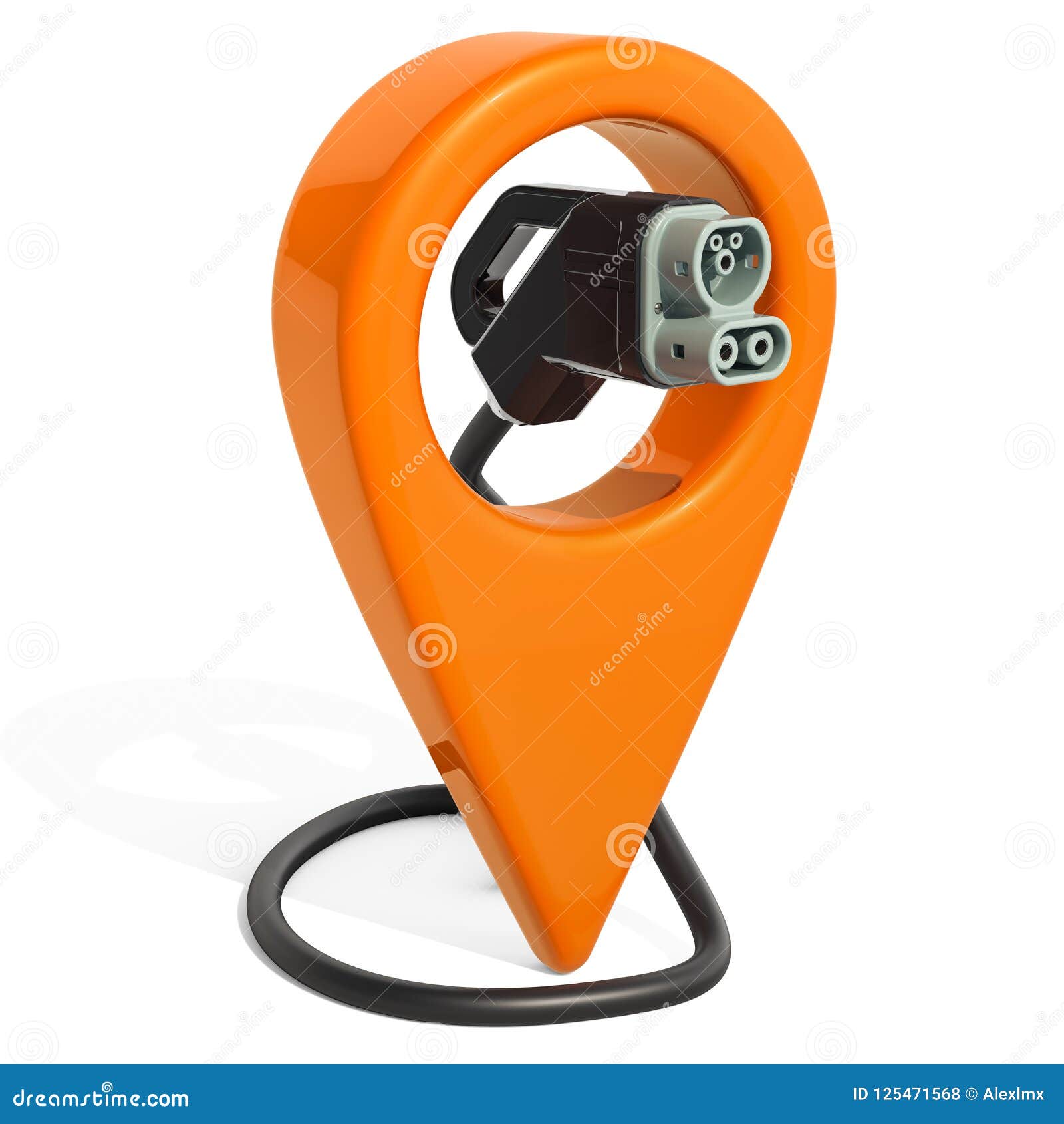 Electric Vehicle Charging Station Location Concept. Map Pointer Stock