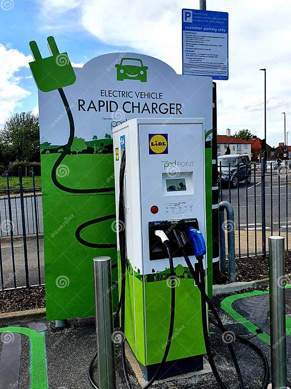 Electric Vehicle Charging Station Pod Supermarket Lidl Editorial Image