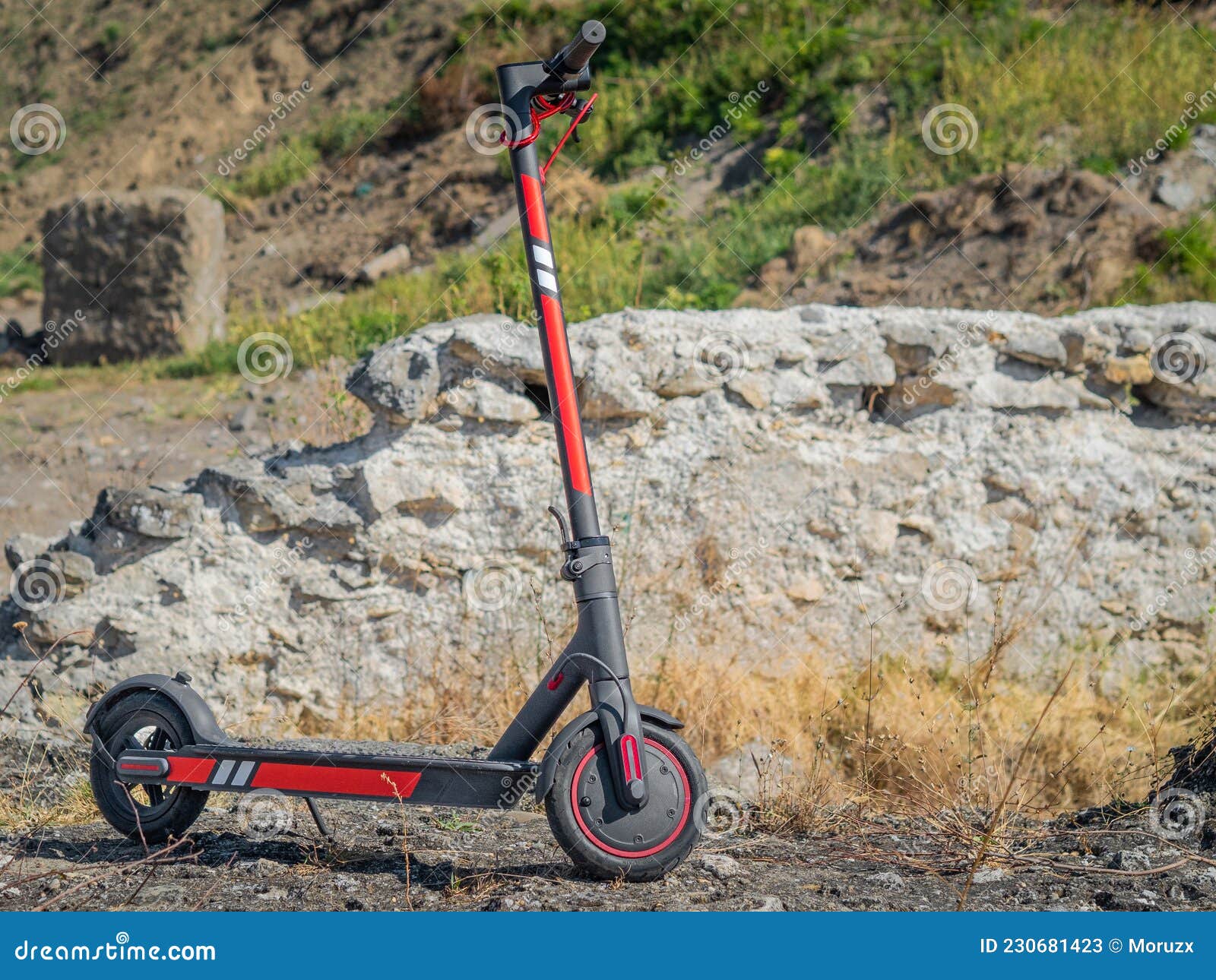 electric scooter on rocky lands