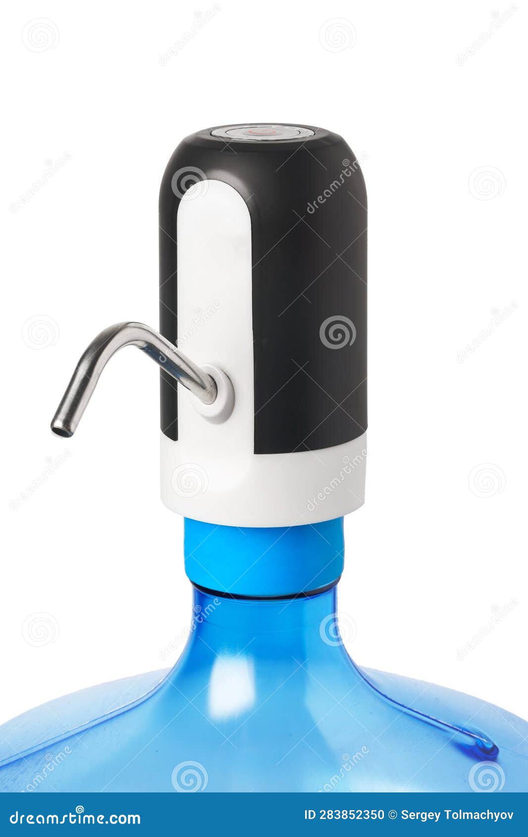 Electric Water Cooler Pump on the White Background Close Up Stock Photo