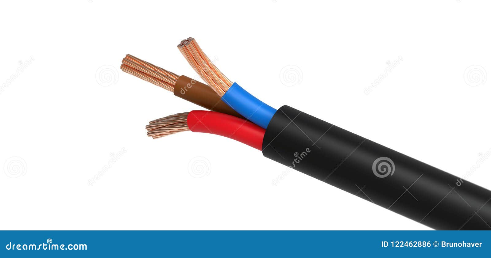 Electric Wire with Three Cables Stock Photo Image of energy, heap 122462886