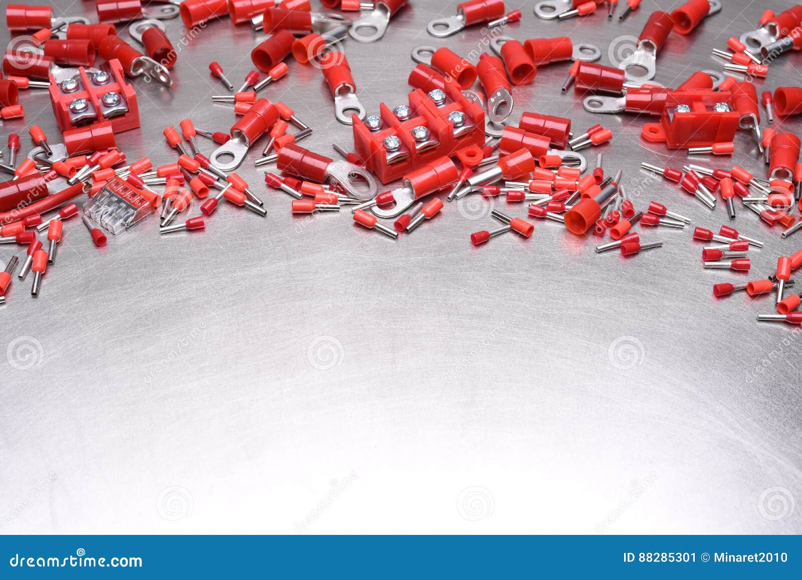 Electrical Accessories on Metal Background Stock Image Image of