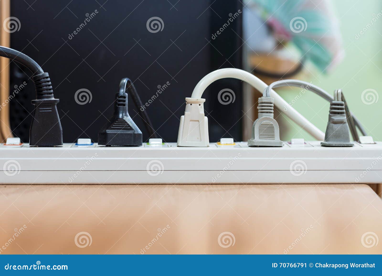 Electrical Appliances Pluged, Several Adapter and Charger. Stock Image
