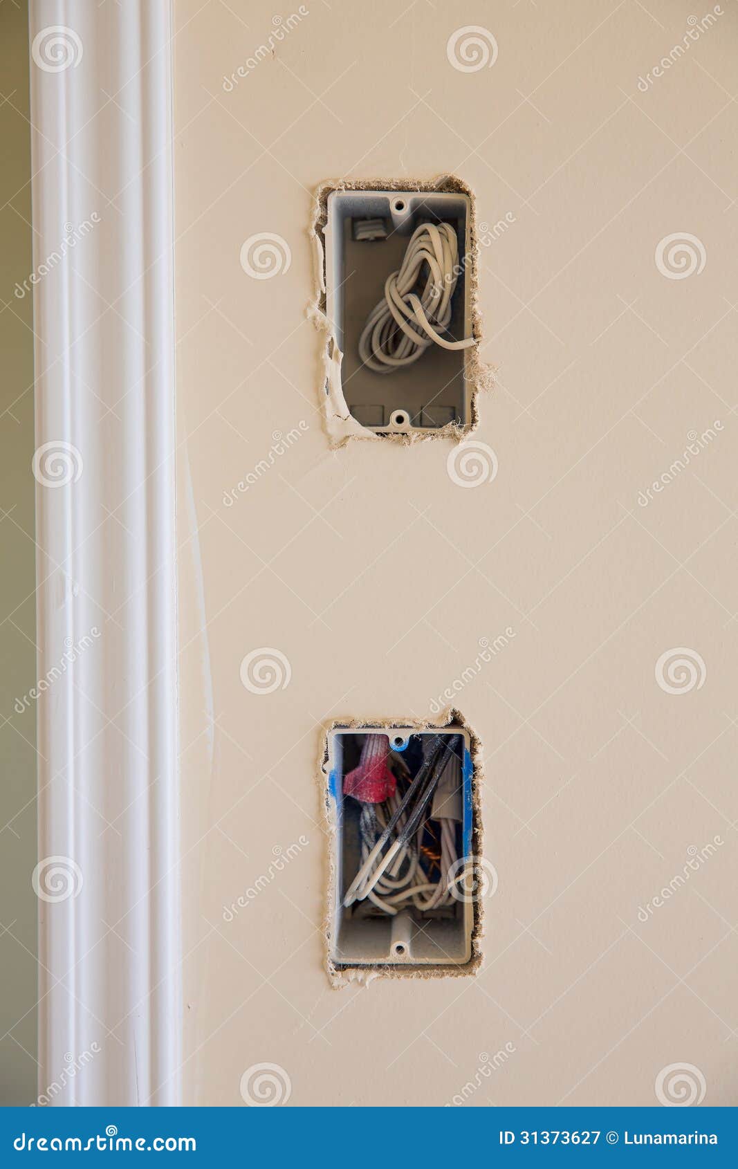 Electrical Box for Switch and Plug with Wires Stock Image Image of improvement, electrical
