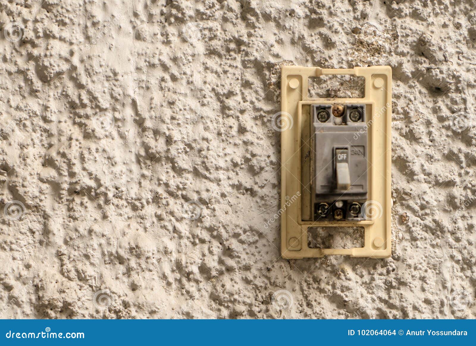 Electrical Breaking Switch on Stucco Wall Stock Photo Image of