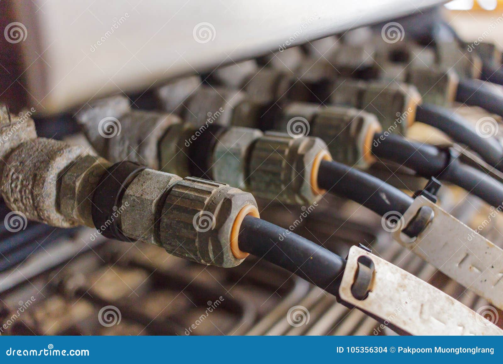 Electrical Cable Glands Stock Photo Image Of Cables 105356304
