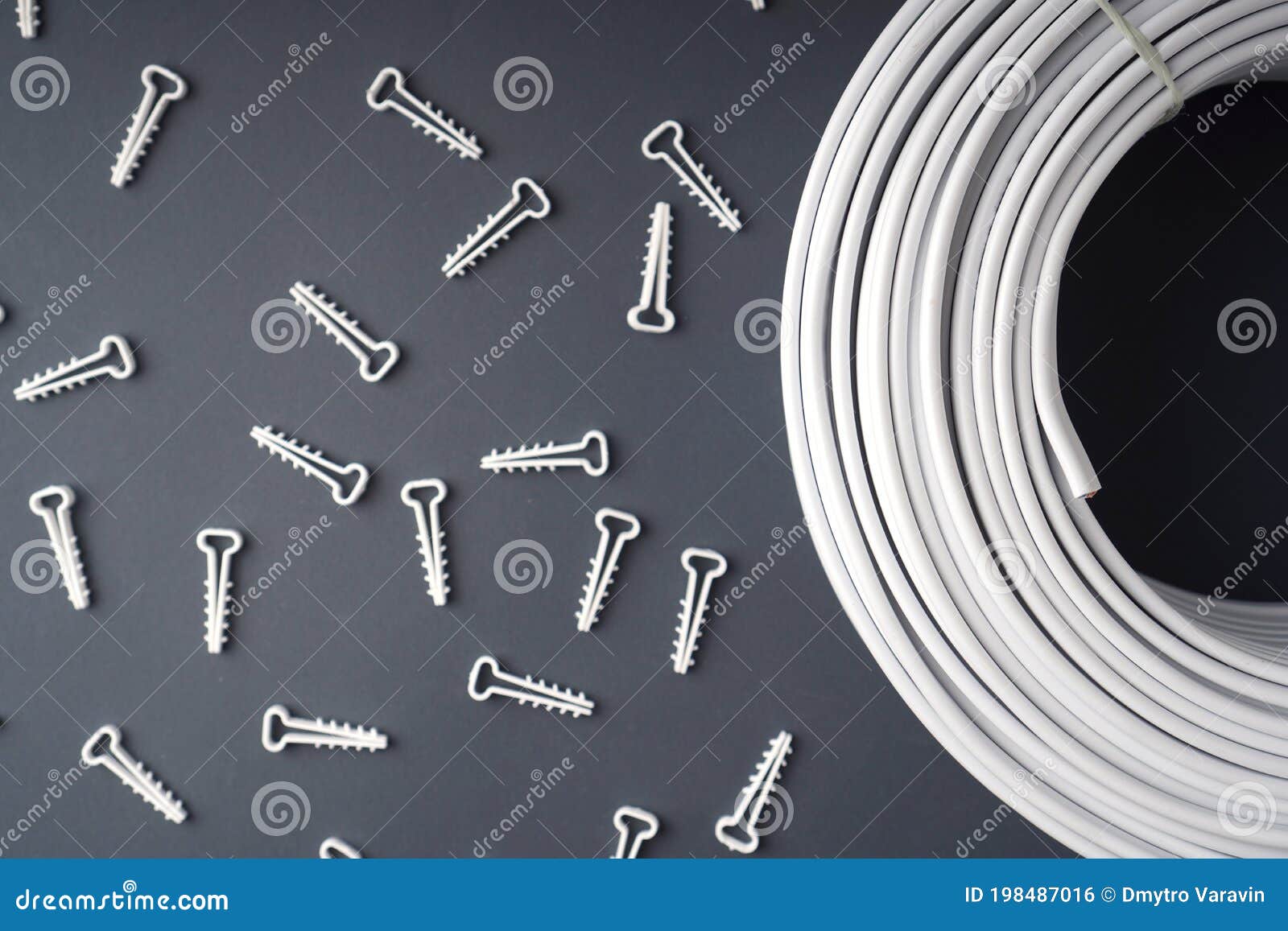 Electrical Cable Roll and Fasteners for Wire Stock Photo Image of