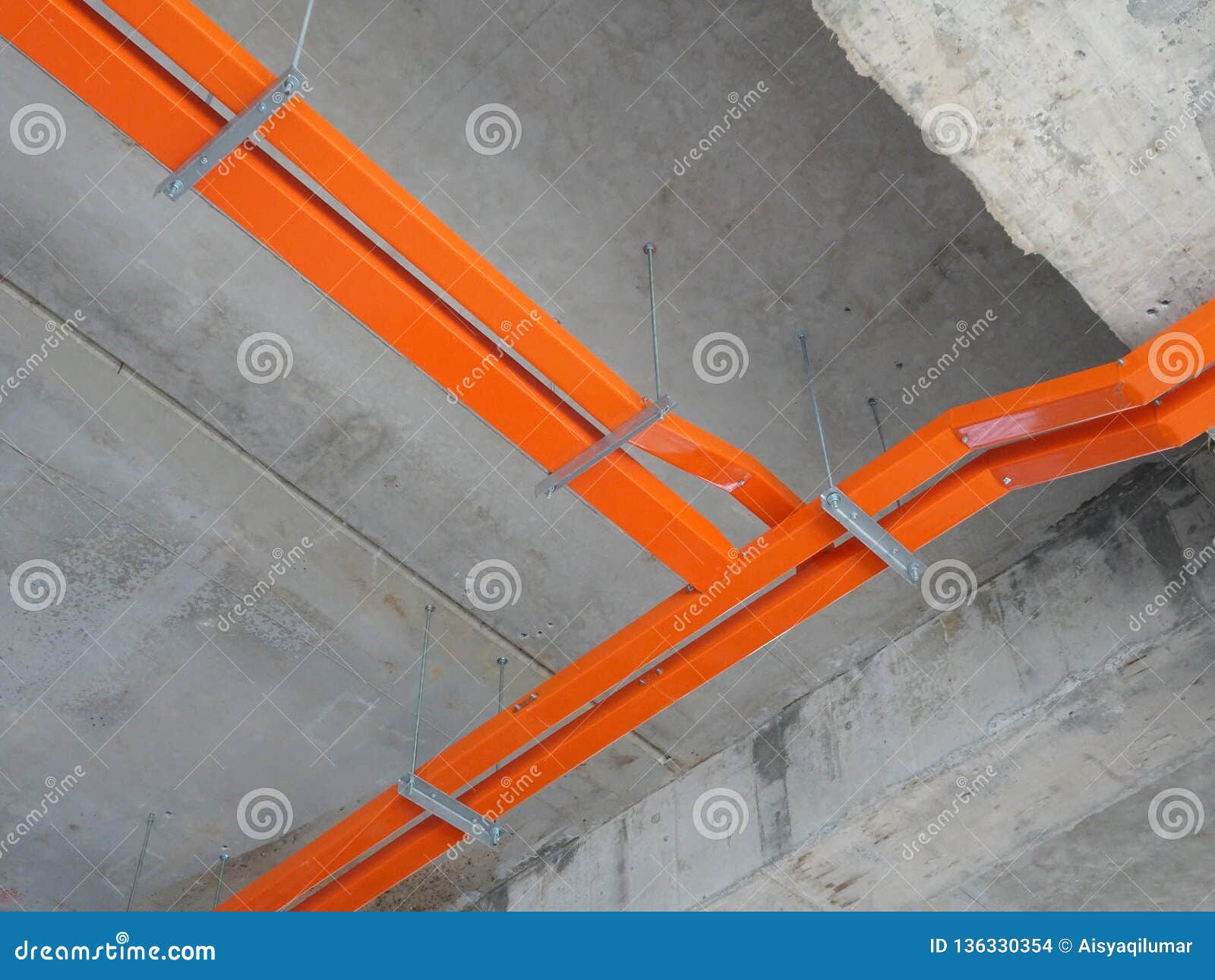 Electrical Cable Tray Installs Hanging At The Above Floor