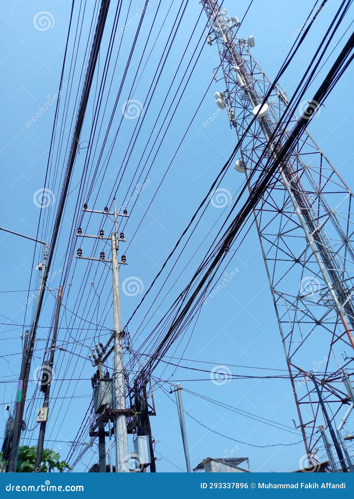 Electrical Cables and Tower Signal Stock Photo Image of streetlight