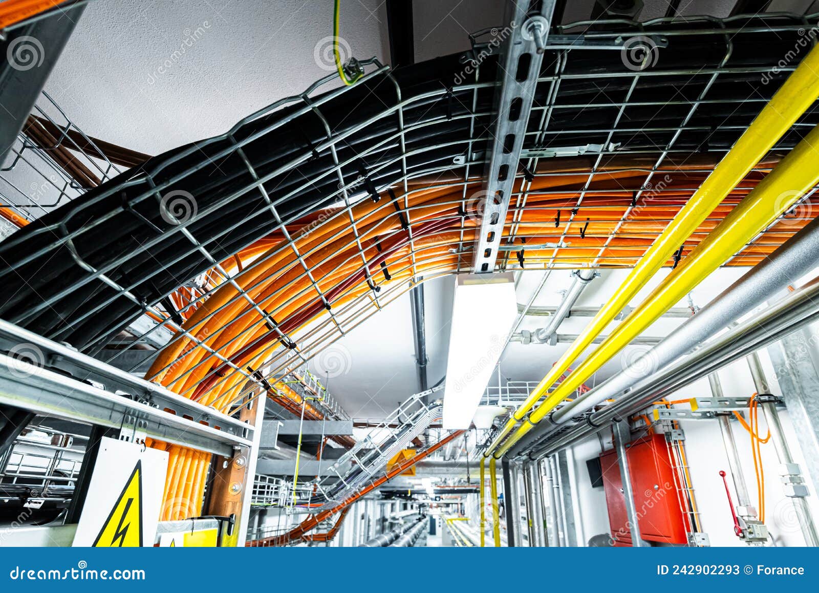 Electrical Conduits System and Metal Pipeline Installed on Building