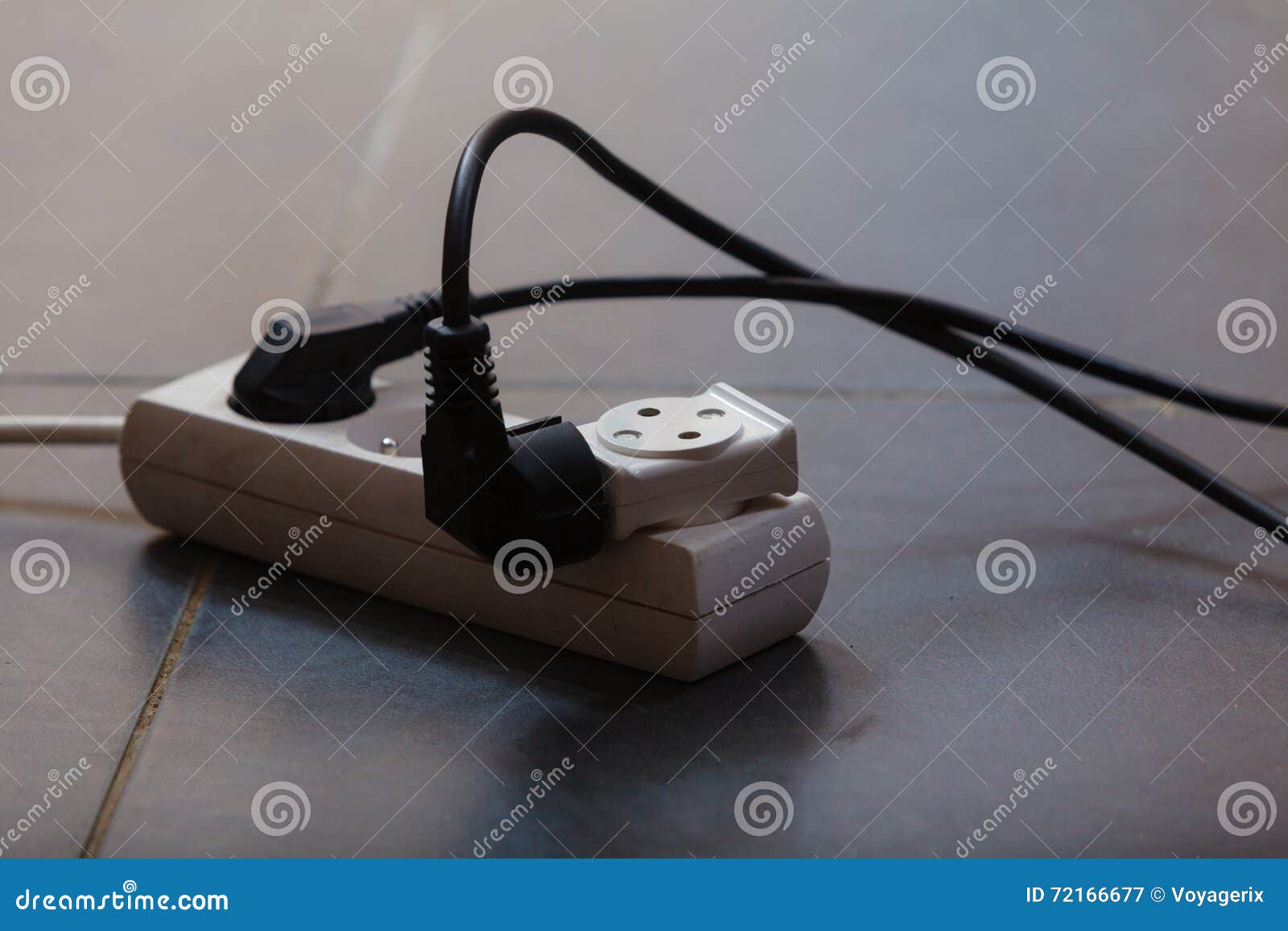 Electrical Cords Connected To Power Socket Stock Image Image of