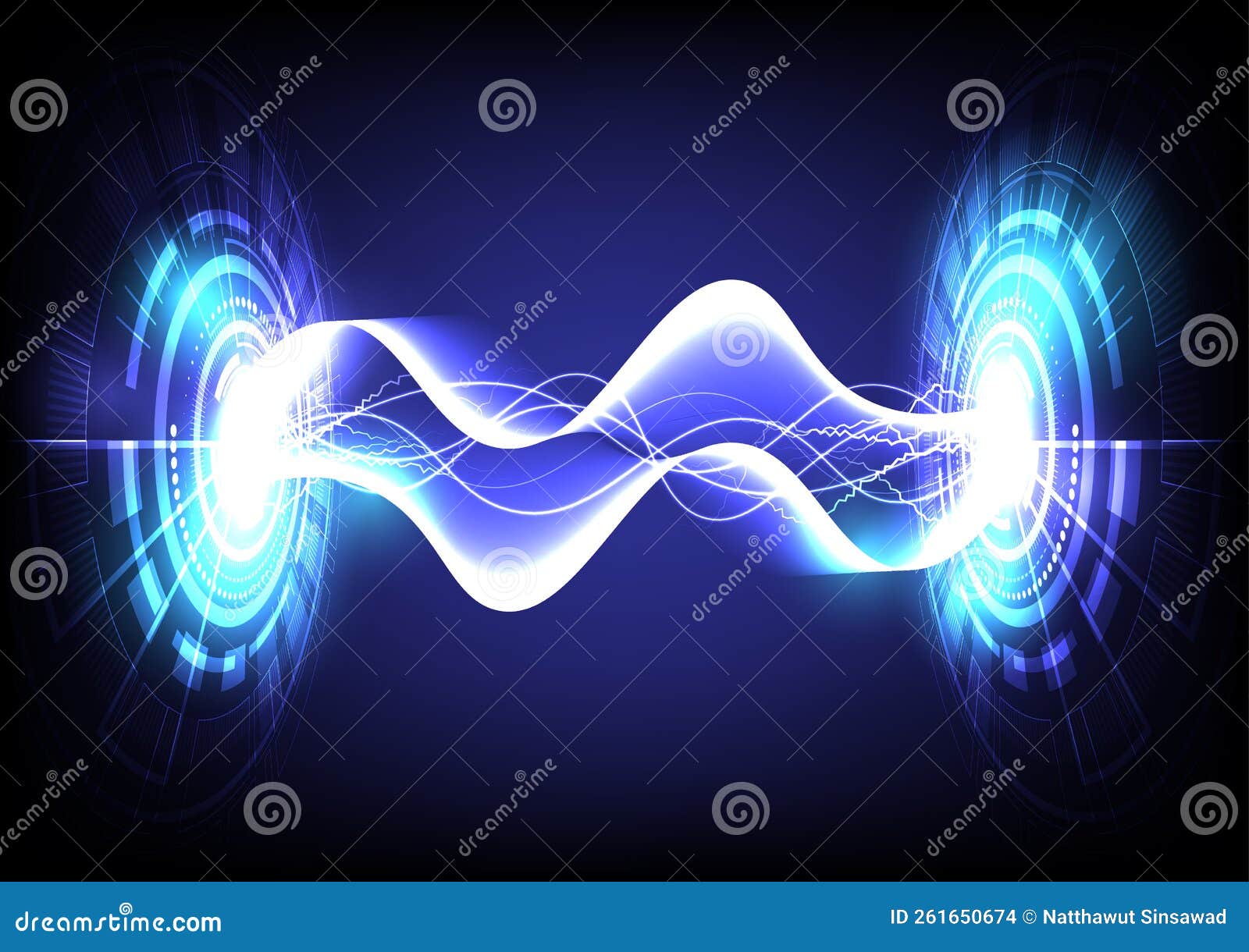 Electrical Discharge Lightning Light Effect on Futuristic HUD