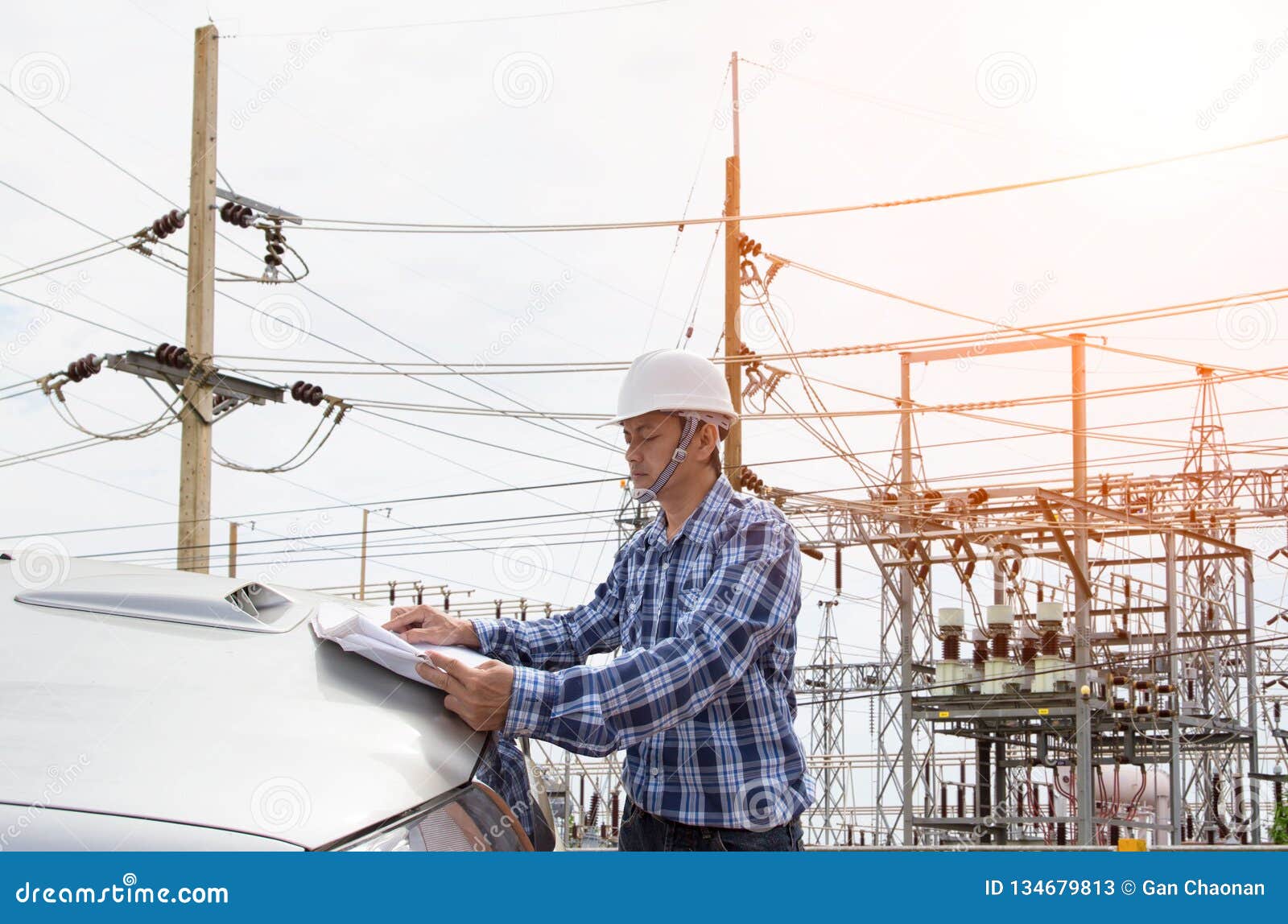 Electrical Engineer Working Stock Image - Image of cable, construction
