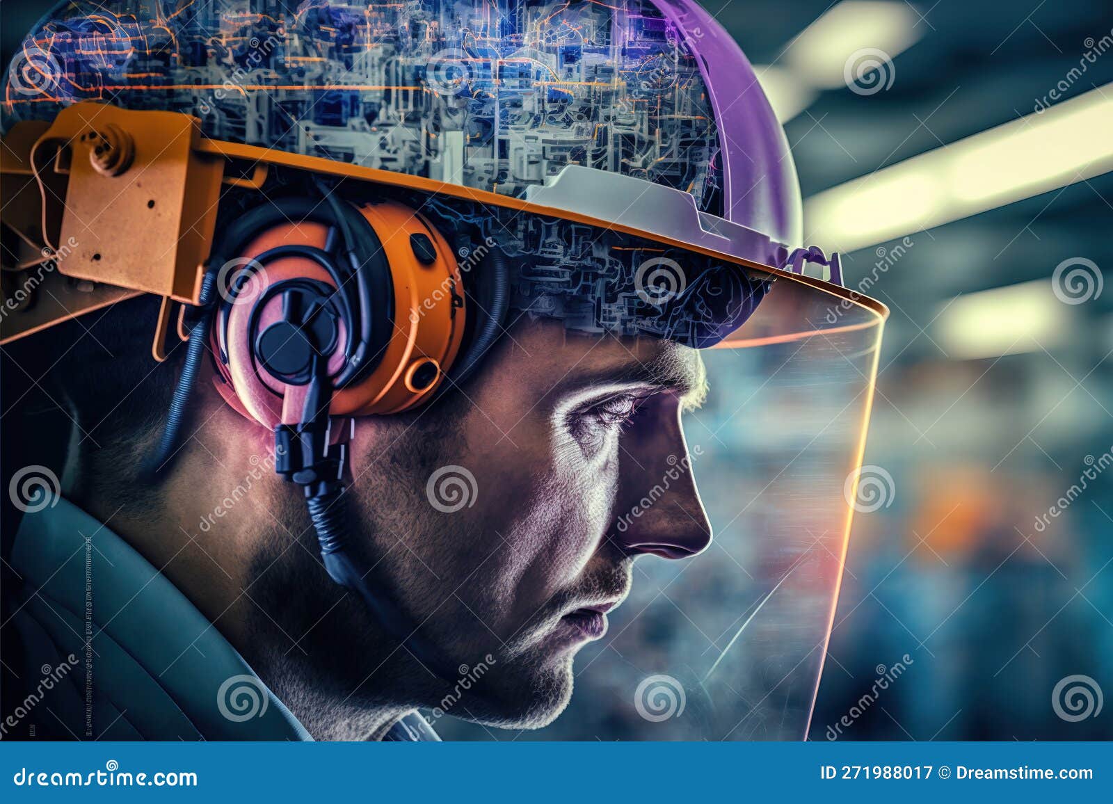 Wondrous Engineer Portrait and Electric Circuit or Wire Pattern Double