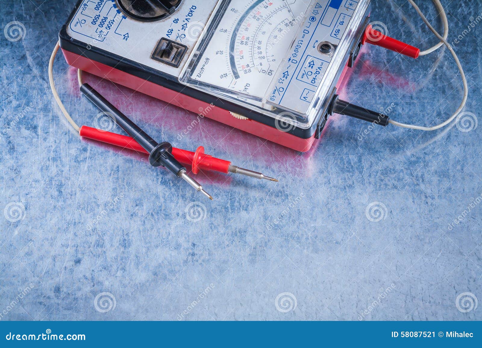 Electrical Equipment of Measurement on Scratched Metallic Surfac Stock Image Image of