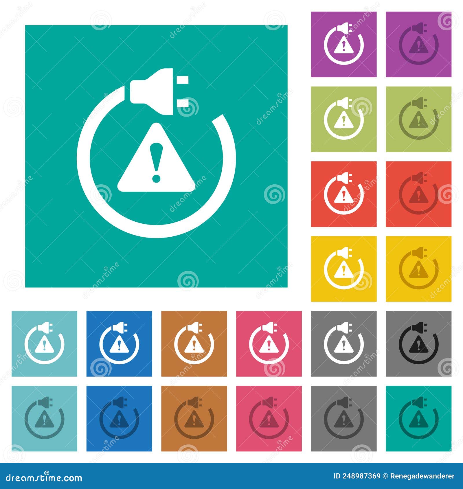 Electrical Hazard Solid Square Flat Multi Colored Icons Stock