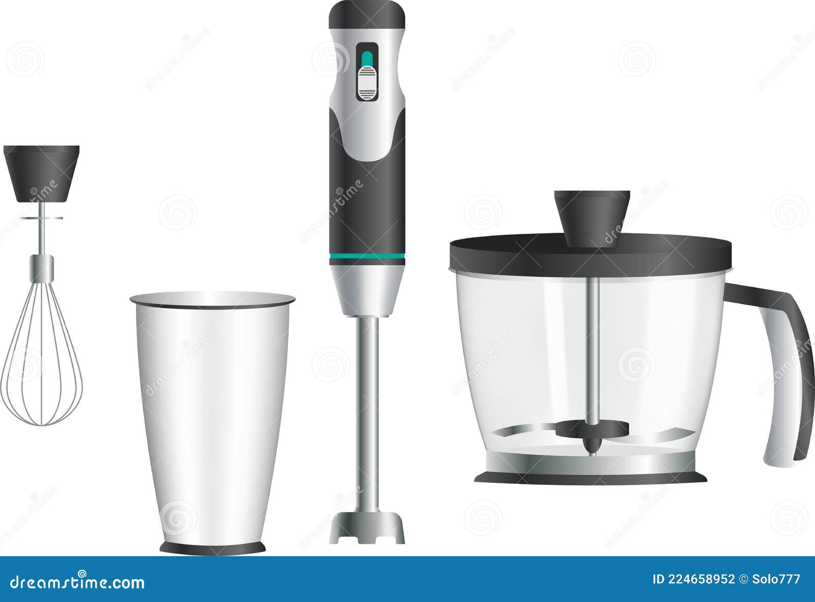 Immersion Hand Blender On White Background Vector Illustration