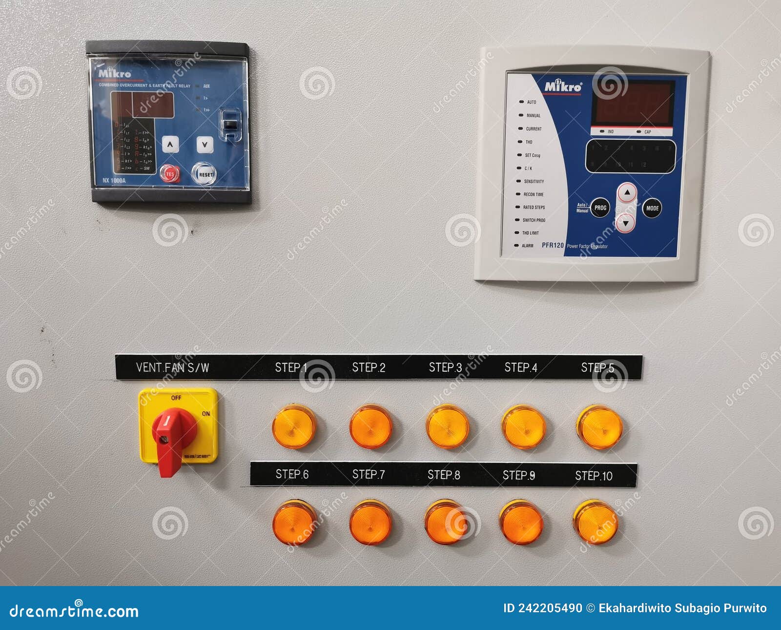 Electrical Indicator Mount on Capacitor Bank Panel. Editorial Image