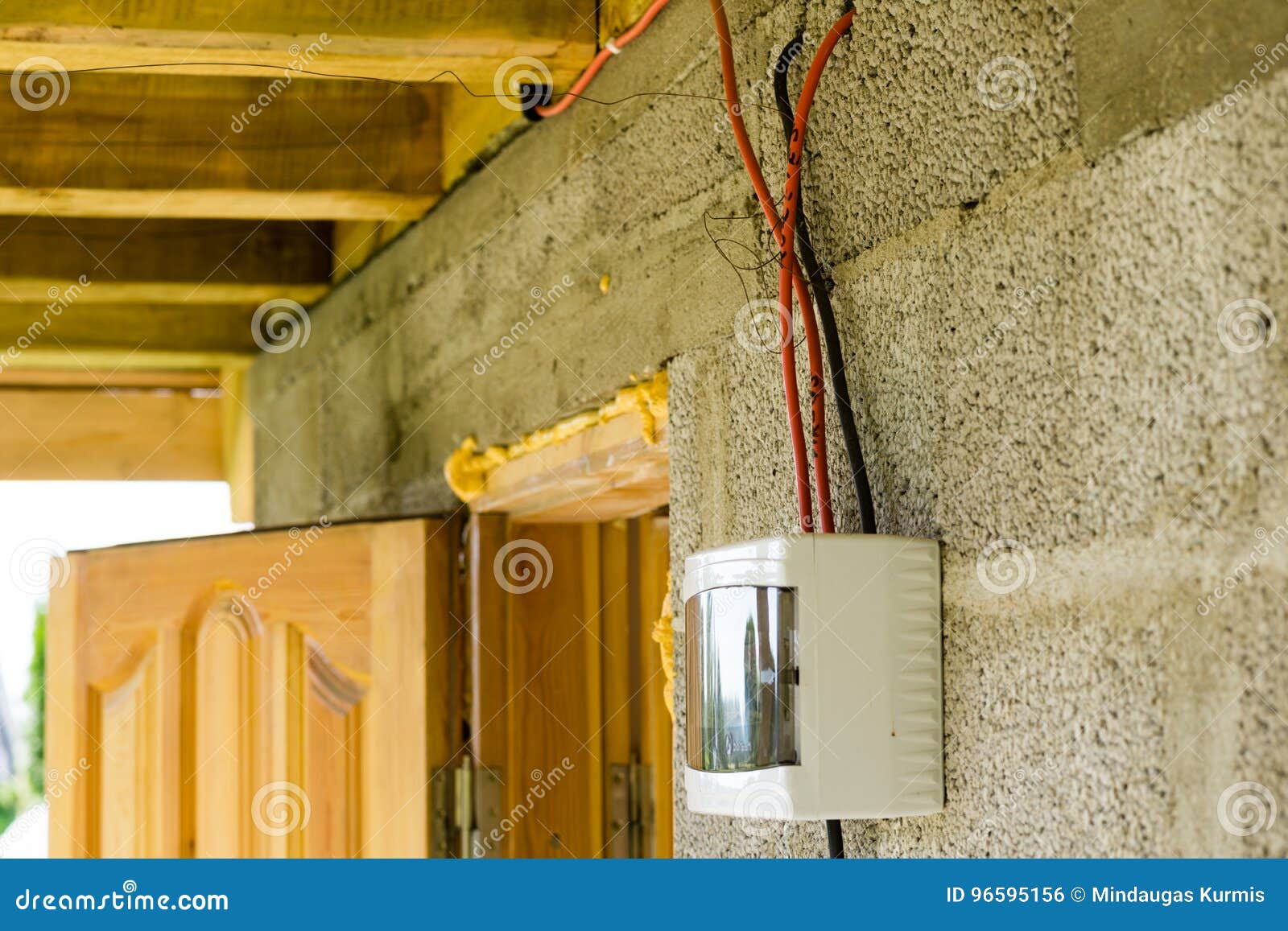 Electrical Installation Box with Wires Connected. Door Seen in B Stock