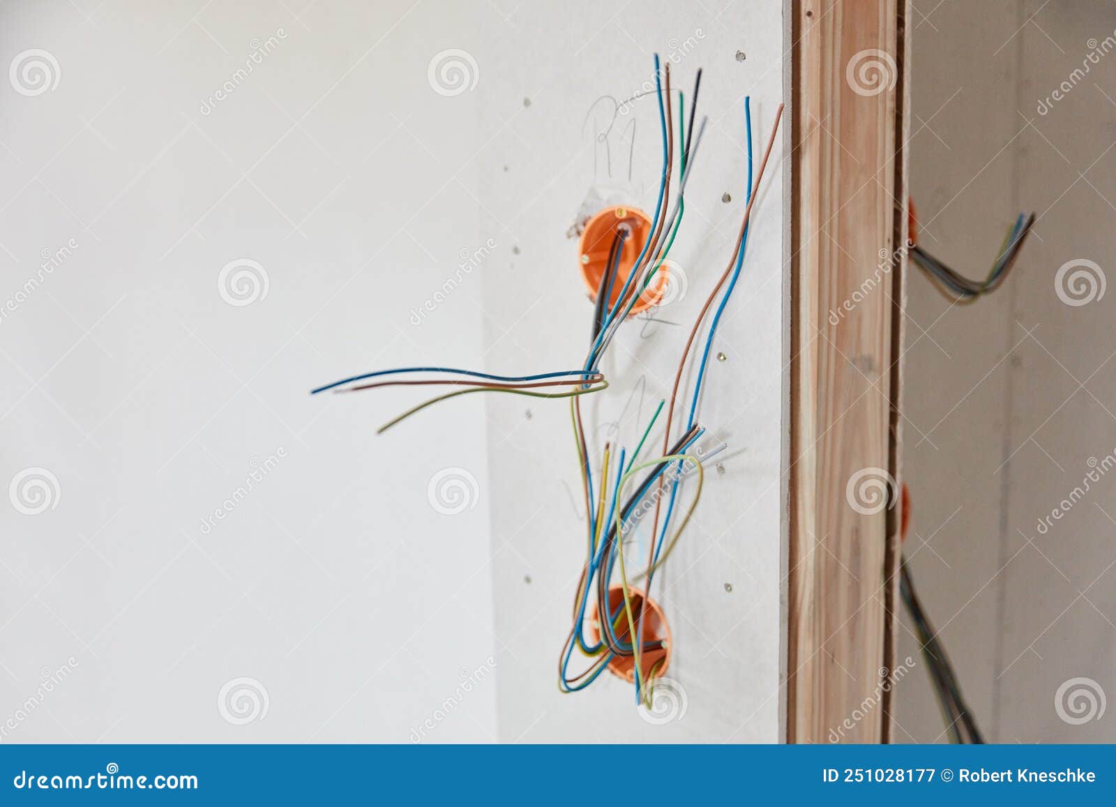 Electrical Installation with Cable for Light Switch in House Stock