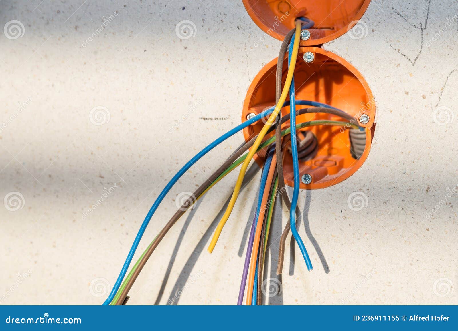 Electrical Installation on a Construction Site Stock Image Image of cable, outlet 236911155