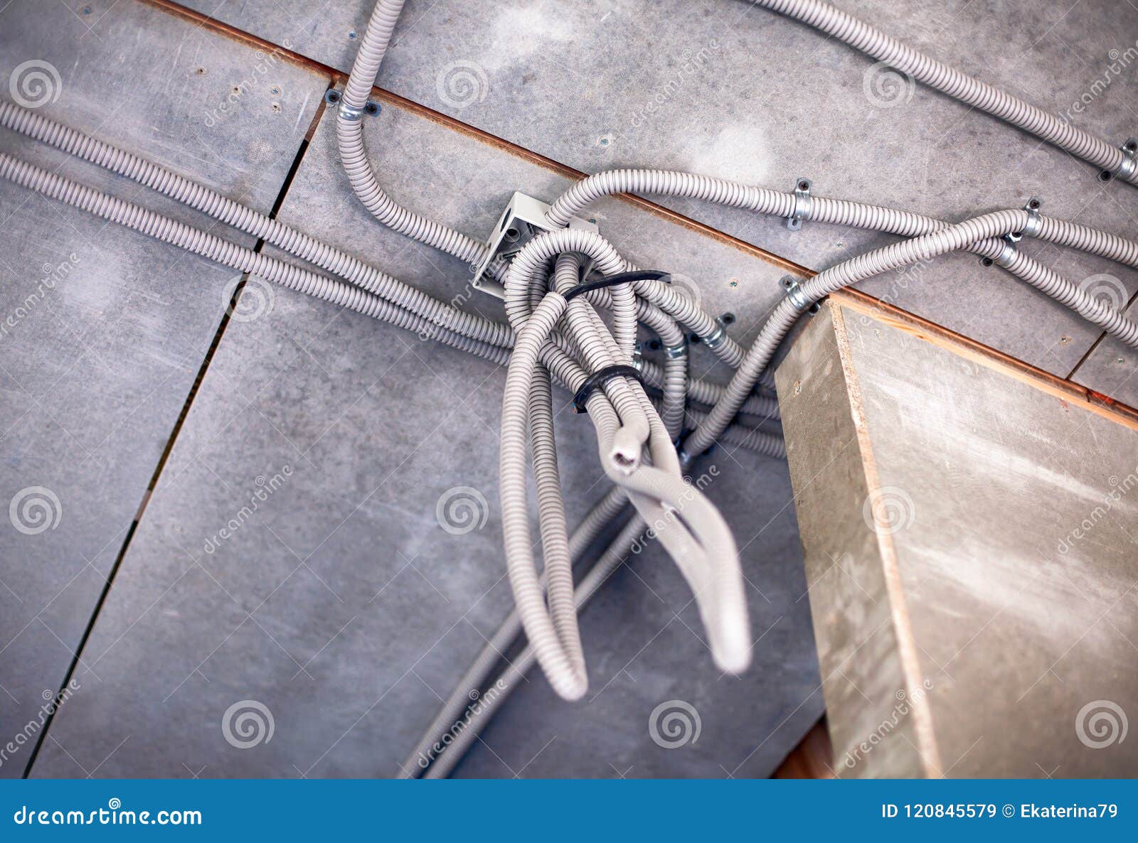 Junction Of Plastic Sewer Pipes. Sewage Pipeline System Of Residential