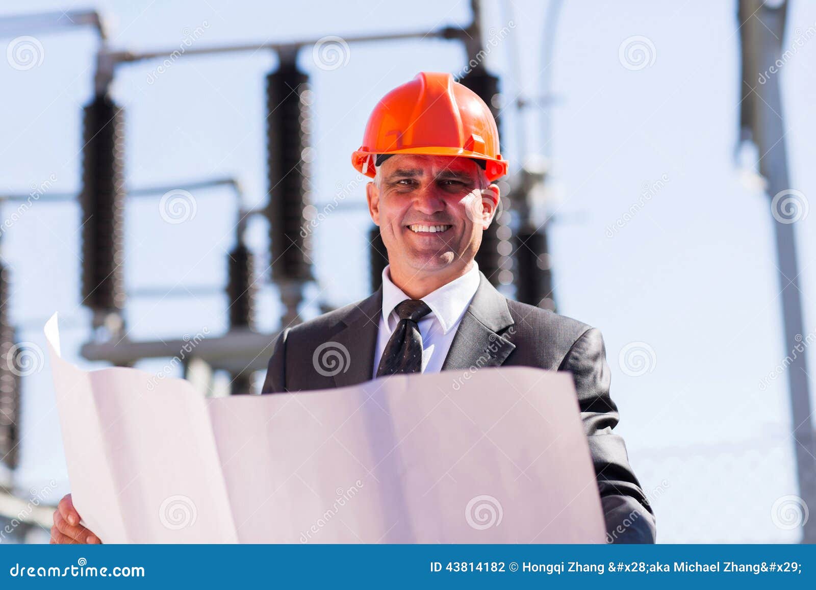 Electrical Manager Blueprint Stock Photo Image of mature