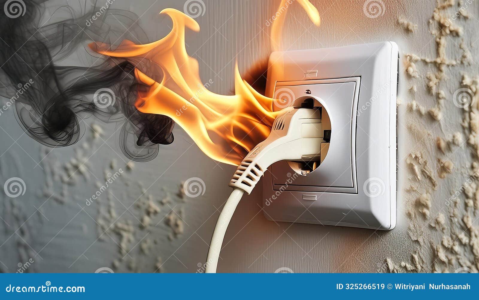 Electrical Outlet Fire Hazard Stock Illustration Illustration of