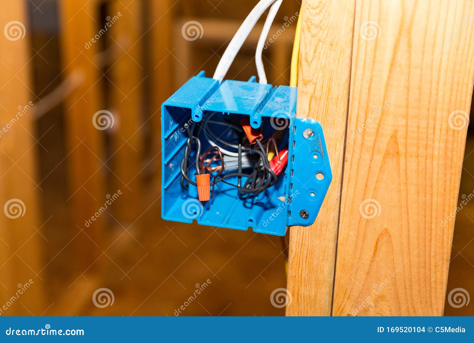 Electrical Outlet Gang Box during New Construction Stock Photo Image