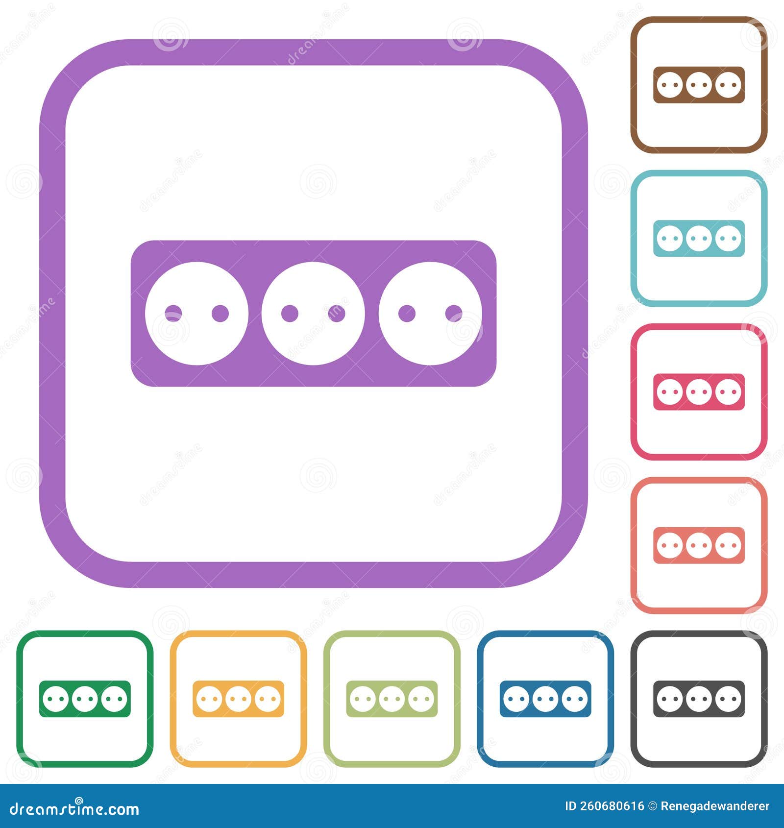 electrical outlet with three sockets solid simple icons